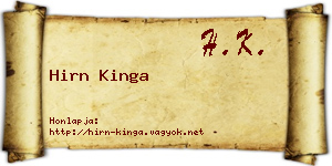 Hirn Kinga névjegykártya